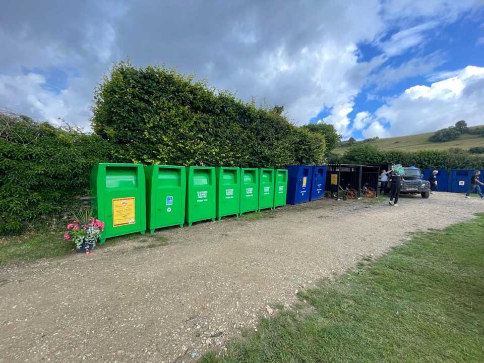 recycled clothing bin prop hire for film, TV, and marketing photoshoots