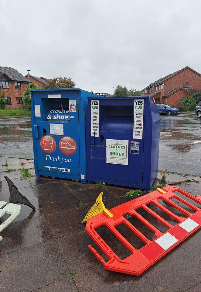 illegal bins outside shop